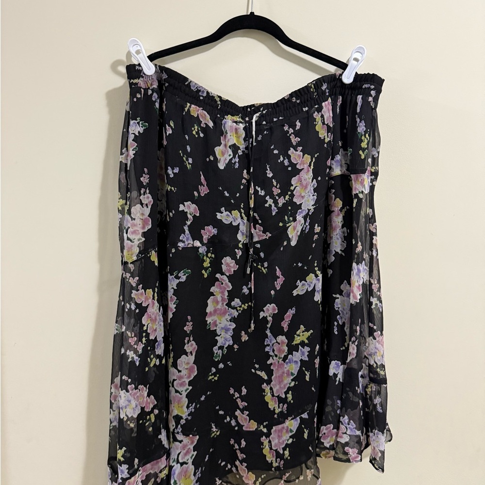 Lauren Ralph Lauren Black Floral Asymmetrical Skirt